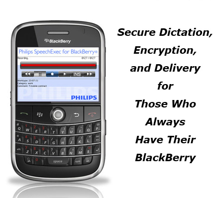 Secure Dictation Encryption and Delivery on the Blackberry with Philips LFH7455