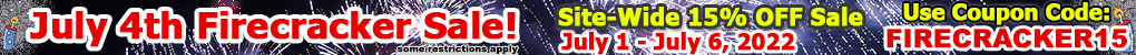 2022 July 4th Blowout Sale. 15% Off Site-Wide. Coupon: FIRECRACKER15