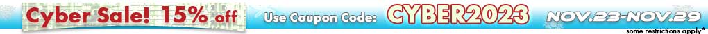 Cyber Sale 2023 15% off Site Wide. Code: CYBER2023