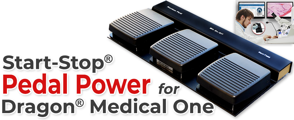 Go hands free on your computer with Start-Stop Pedal Power for Dragon Medical One.