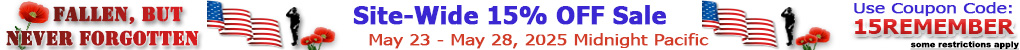 15% off Site Wide May 23-May 28, 2025. Code: 15REMEMBER