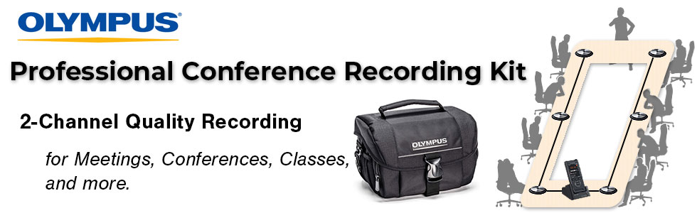 Professional Olympus Conference Recording Kit showing use case.